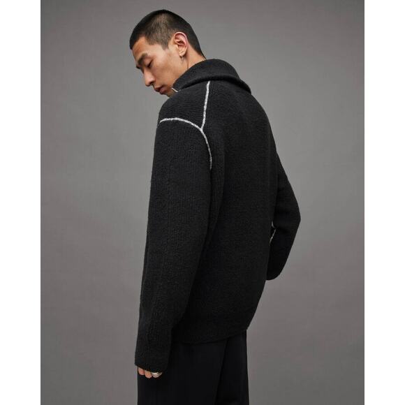 All Saints Asteroid Zip Funnel Neck Sweater Black Size M Men's - Picture 3 of 16